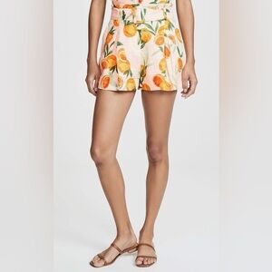 Parker Carlo Linen Orange Print Linen belted Pleated Shorts Size 12